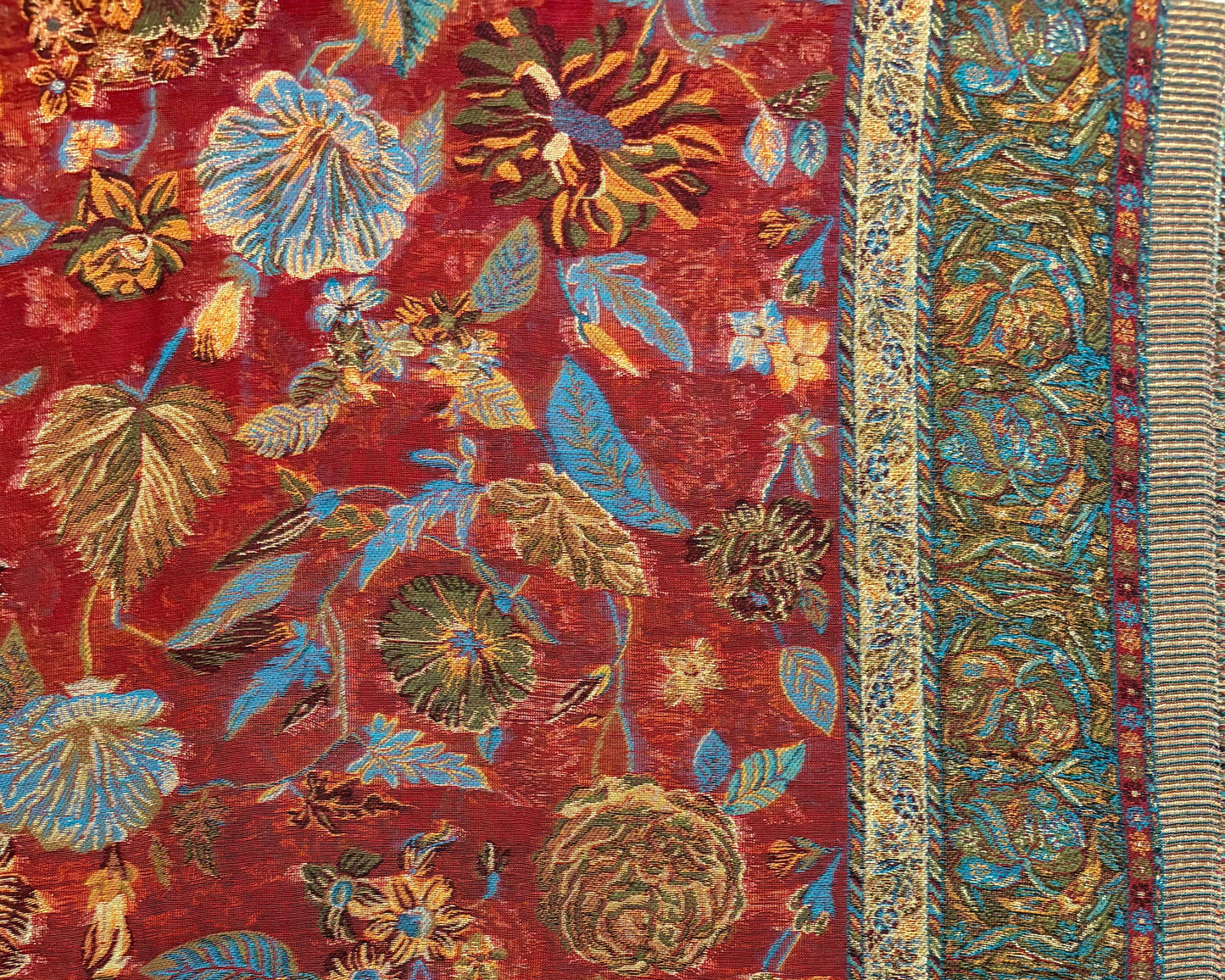 Luxury Kashmiri Kani Silk Zari Pashmina Stole – Bridal Heritage Collection-Red & gold
