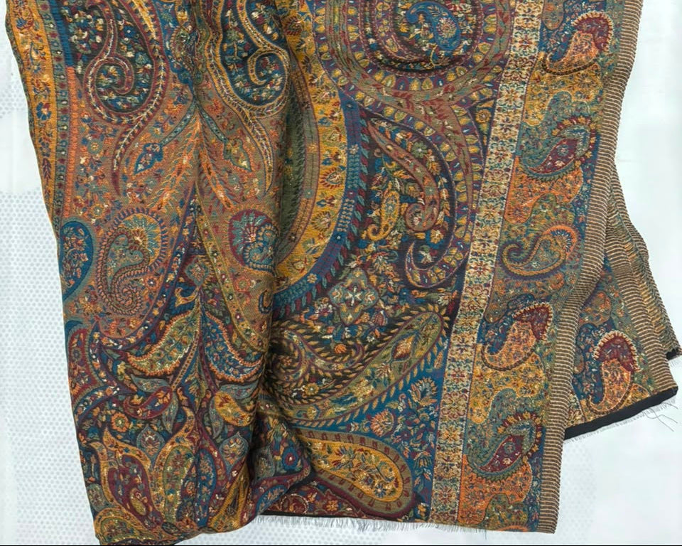 Kani Silk Kashmiri Shawl-Multicolour Paisley border