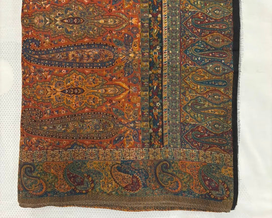 Kani Silk Kashmiri Shawl-Multicolour Paisley border