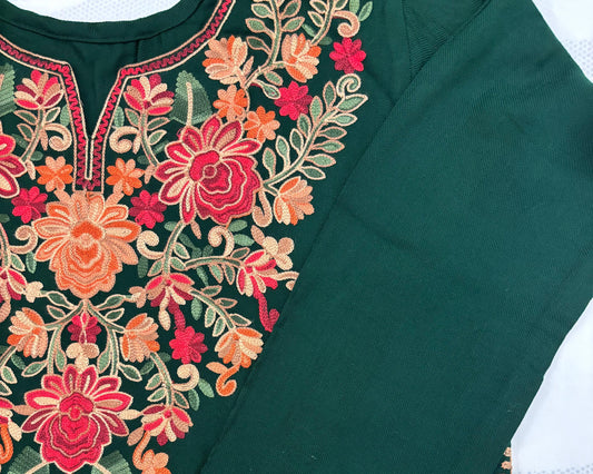 Emerald Lush Green Winter Kurta/kurti