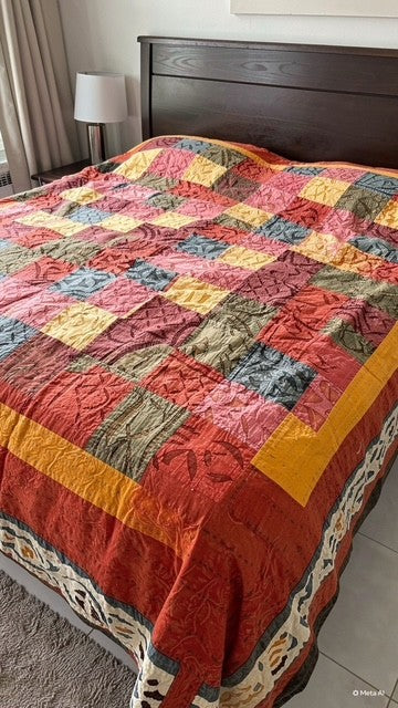 Handmade Kashmiri Ralli Patchwork Cotton Bedcover