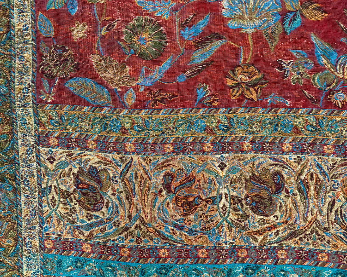 Luxury Kashmiri Kani Silk Zari Pashmina Stole – Bridal Heritage Collection-Red & gold